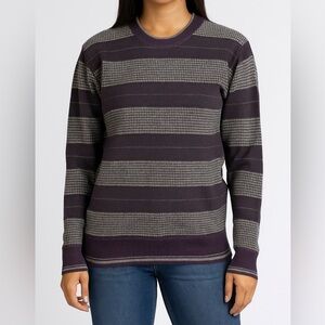 Sanli Casual Houndstooth Stripped Sweater Retro Crewneck Pullover Women’s XXL